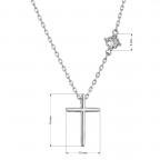 Strieborný náhrdelník lesklý kríž a zirkón