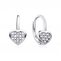 Strieborné náušnice na klapku srdiečka