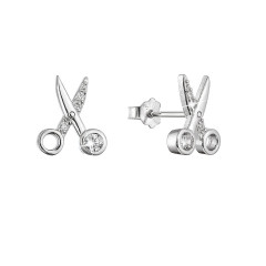 Strieborné náušnice nožnice so zirkónmi