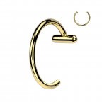 Pozlátený piercing do nosa - kruh titán
