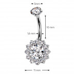 Piercing do pupku - TITAN, farba: číra