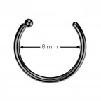 Čierny piercing do nosa - kruh titán