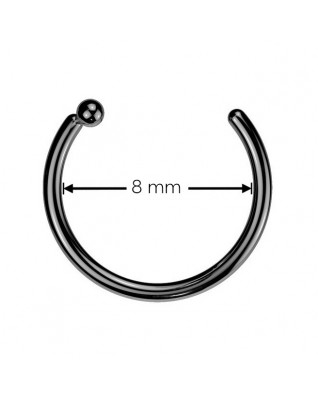 Čierny piercing do nosa - kruh titán