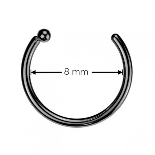 Čierny piercing do nosa - kruh titán