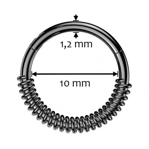 Čierny segment kruh - helix / cartilage / tragus piercing