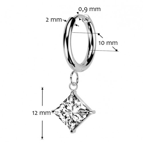 Oceľové náušnice štvorcové zirkóny