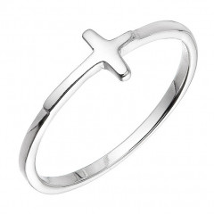Minimalistický strieborný prsteň krížik