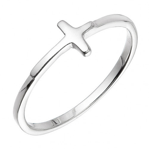 Minimalistický strieborný prsteň krížik