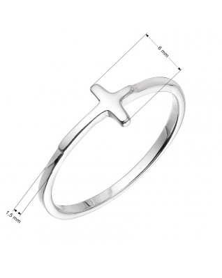 Minimalistický strieborný prsteň krížik