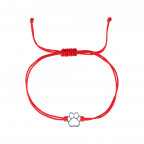 Textilný náramok Kabbalah červený so striebornou labkou