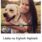 Textilný náramok Kabbalah čierny so striebornou labkou