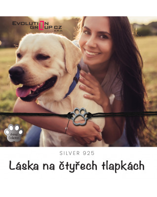 Textilný náramok Kabbalah čierny so striebornou labkou