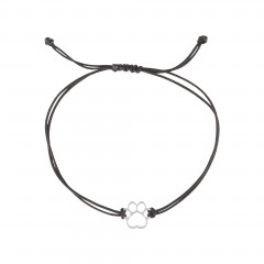 Textilný náramok Kabbalah čierny so striebornou labkou
