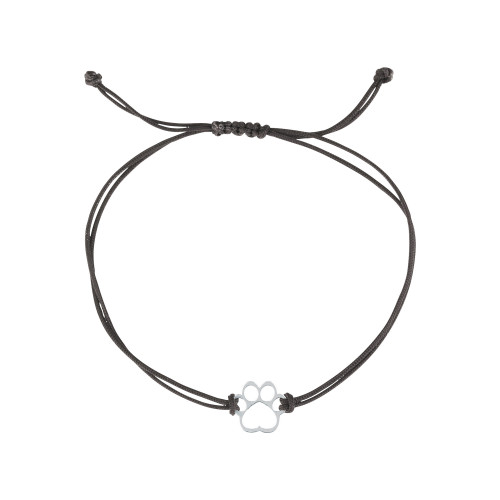 Textilný náramok Kabbalah čierny so striebornou labkou