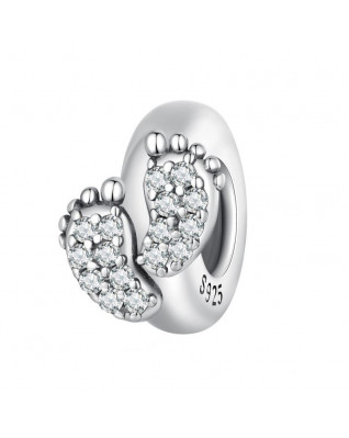 Strieborný prívesok korálik stopper detské stopy