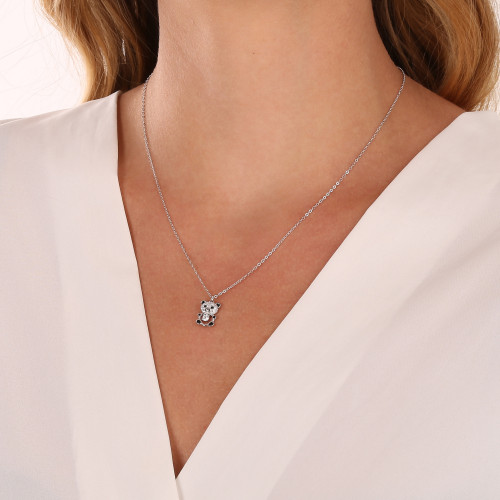 Strieborný náhrdelník medvedík so zirkónmi