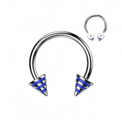 Piercing - podkova - modré prúžky