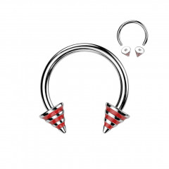 Piercing - podkova - červené prúžky
