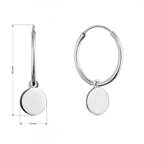 Strieborné náušnice kruhy s lesklou placičkou