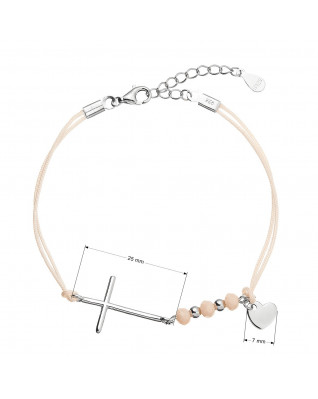 Kabbalah náramok so strieborným krížom a srdiečkom