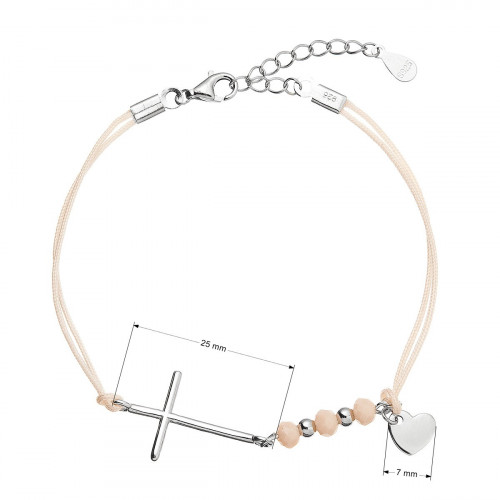 Kabbalah náramok so strieborným krížom a srdiečkom