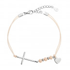 Kabbalah náramok so strieborným krížom a srdiečkom