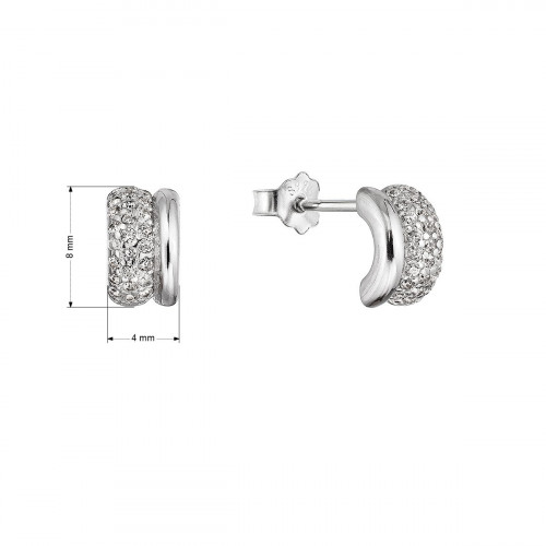 Strieborné náušnice polkruhy so zirkónmi