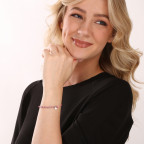 Textilný náramok ružový s korálkami z turmalínu