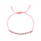 Textilný náramok ružový s korálkami z turmalínu