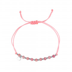 Textilný náramok ružový s korálkami z turmalínu