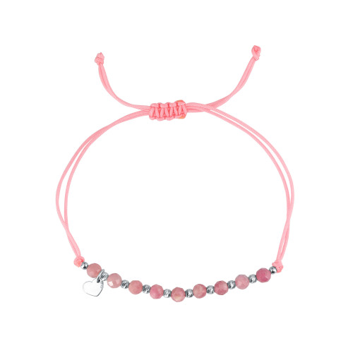 Textilný náramok ružový s korálkami z turmalínu