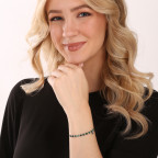 Textilný náramok zelený s korálkami z malachitu