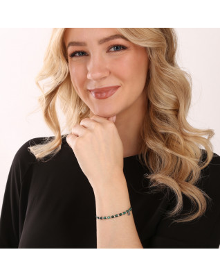 Textilný náramok zelený s korálkami z malachitu