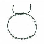 Textilný náramok zelený s korálkami z malachitu