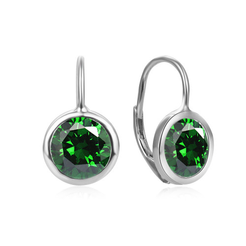 Strieborné náušnice so zelenými zirkónmi