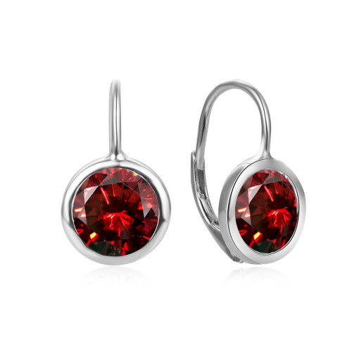 Strieborné náušnice s červenými zirkónmi