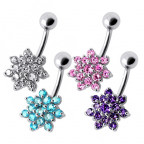 Strieborný piercing do pupka - kvietka