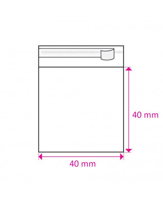 Celofánové vrecká s chlopňou a lepiacim prúžkom 40 x 40 mm / 1000ks
