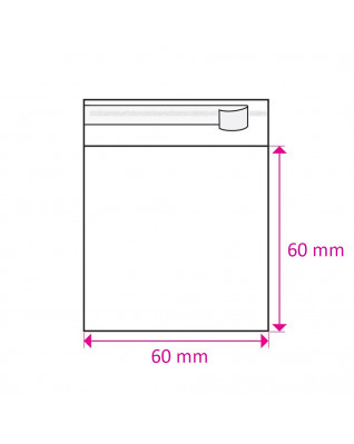 Celofánové vrecká s chlopňou a lepiacim prúžkom 60 x 60 mm / 1000 ks
