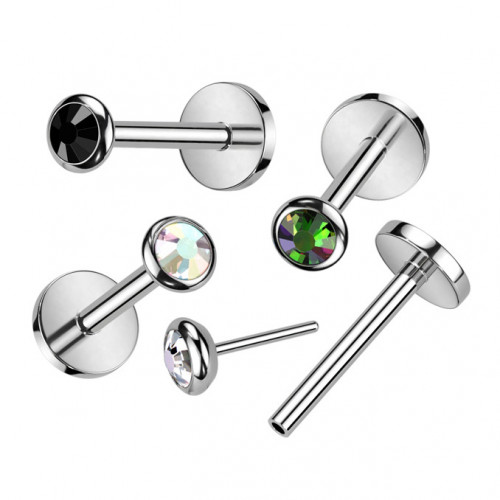 PUSH IN piercing do brady / ucha TITAN 1,0 x 8 mm, farba: číra