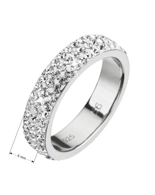 Strieborný prsteň s kryštálmi Preciosa, veľ: 48