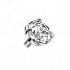 Náhradný kamienok TITAN, závit 1,2 mm, 4mm číry zirkón