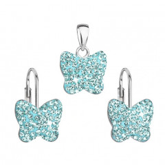 Súprava strieborných šperkov s kryštálmi Preciosa® Aquamarine