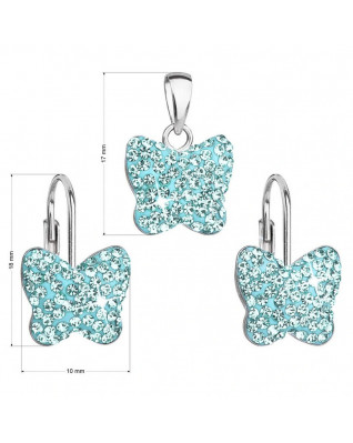 Súprava strieborných šperkov s kryštálmi Preciosa® Aquamarine