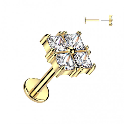 Pozlátený piercing do brady - PUSH IN labreta