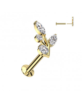 Pozlátený piercing do brady s vetvičkou - PUSH IN labreta