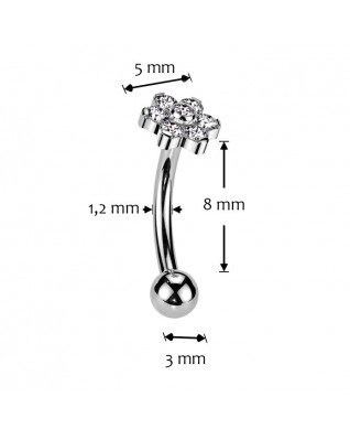 PUSH IN piercing k do obočia TITAN, 1,2 x 8 mm