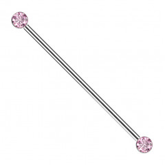Industrial PUSH IN piercing TITAN, ružové zirkóny