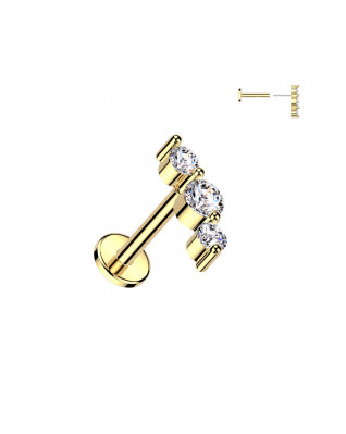 Pozlátený piercing do brady - PUSH IN labreta