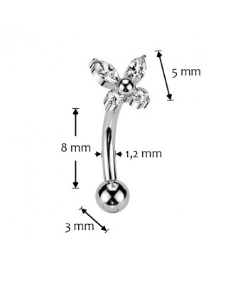 PUSH IN piercing k do obočia TITAN, 1,2 x 8 mm